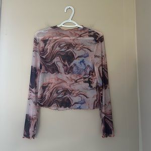 90s style Sheer long sleeve crop